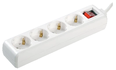 Удлинитель бытовой 4 розетки шнур 5м с заземлением с выключателем 16А