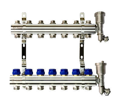 Коллекторная группа FHF-7R set 7 контуров 1' х 3/4' c воздухоотводчиками и кронштейнами