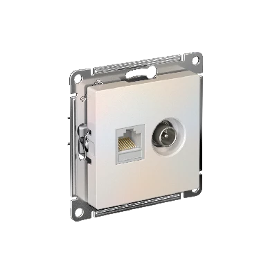 Розетка ATLASDESIGN двойная компьютерная+ТВ RJ45+TV категория 5E механизм жемчуг
