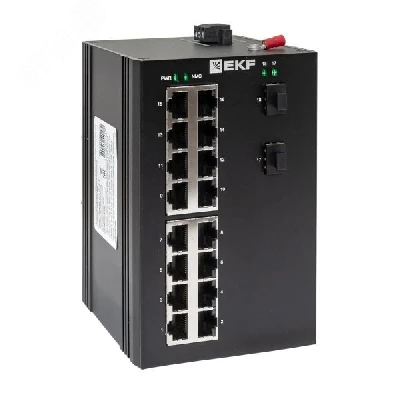 Коммутатор промышленный неуправляемый U-2GX/SFP-16GT, 2 порта 1000Base-X SFP, 16 портов 10/100/1000Base-T(X) RJ45, монтаж на динрейку TSX EKF