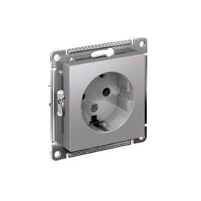 Розетка ATLASDESIGN с заземлением 16А механизм алюминий