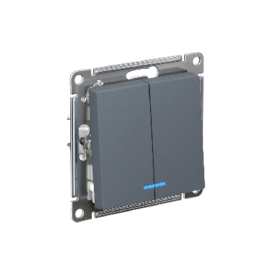 Выключатель двухклавишный ATLASDESIGN с подсветкой схема 5а 10АХ механизм грифель