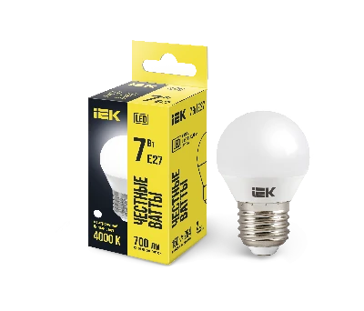 Лампа светодиодная LED 7вт E27 белый матовый шар ECO
