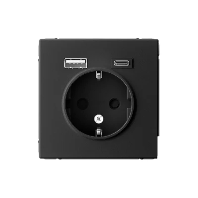 ARTGALLERY розетка 16А с 2 USB A+C, 5В/2,4А/3,0А, 2х5В/1,5А, механизм, карбон