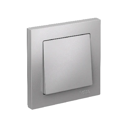 Выключатель одноклавишный ATLASDESIGN схема 1 10АХ в сборе алюминий