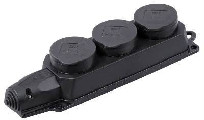 ОМЕГА Розетка каучук тройная с защитными крышками IP44