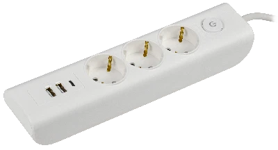 MODERN Удлинитель У03В 3 розетки с заземляющим контактом + USBх3 2м 3х1мм2 16А/250В белый