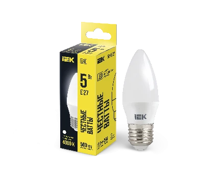 Лампа светодиодная LED 5вт E27 белый матовая свеча ECO