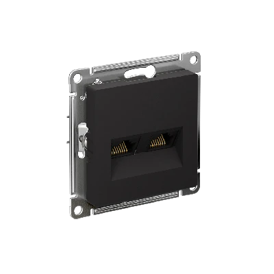 Розетка ATLASDESIGN двойная компьютерная RJ45+RJ45 категория 5E механизм карбон