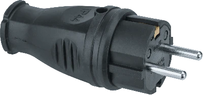 Вилка Navigator 61 368 NCA-PLR02-16A-E-IP44-BL прямая с заземлением каучук черная