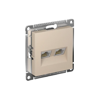 ATLASDESIGN РОЗЕТКА двойная компьютерная RJ45+RJ45, кат.5E, механизм, ПЕСОЧНЫЙ
