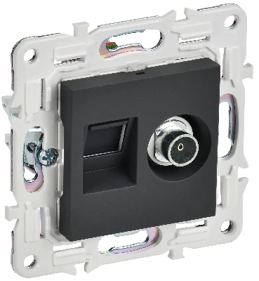 SKANDY Розетка двойная TV+RJ45 кат.5E SK-A14G графит IEK