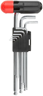 Ключи шестигранные длинные c шаром (1.5-10 мм) CrV, 9 шт с пластиковой Т-образной ручкой