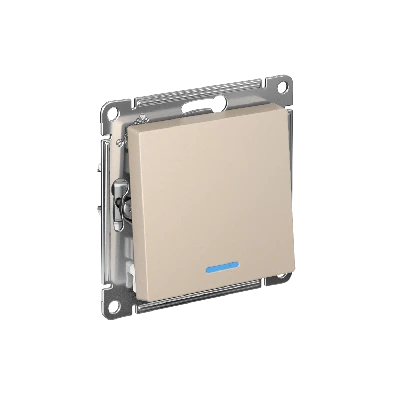 ATLASDESIGN выключатель одноклавишный с подсветкой, сх.1а, 10АХ, мех., ПЕСОЧНЫЙ