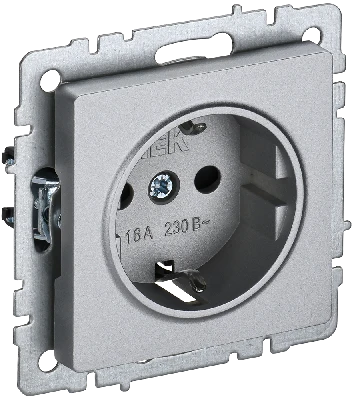 BRITE Розетка с заземлением без защитных шторок 16А РС11-1-0-БрА алюминий