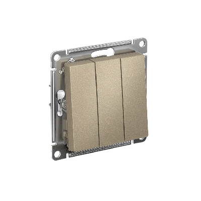 Выключатель трехклавишный ATLASDESIGN схема 1+1+1 10АХ механизм шампань