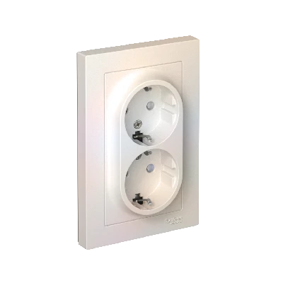 Розетка ATLASDESIGN двойная с заземлением со шторками 16А в сборе жемчуг