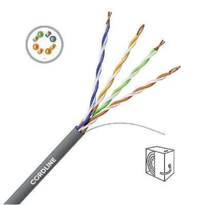 Витая пара СORDLINE U/UTP 4 пары 5e Сu одж.       24AWG(0,51мм) вн.PVC сер.305м