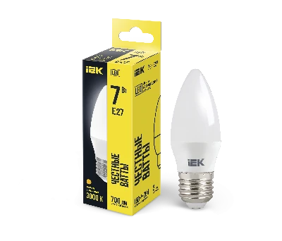 Лампа светодиодная LED 7вт Е27 тепло-белый матовая свеча ECO