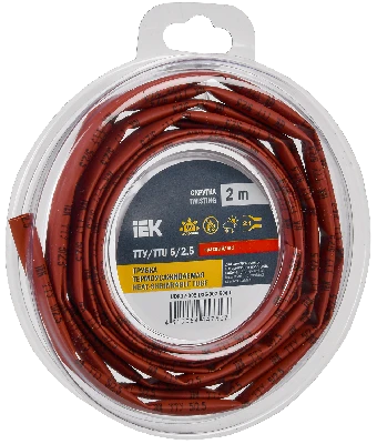 Трубка термоусадочная ТТУ нг-LS 5/2,5 красная (2м/упак) IEK