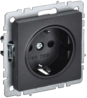BRITE Розетка с заземлением без защитных шторок 16А РС11-1-0-БрЧ черный