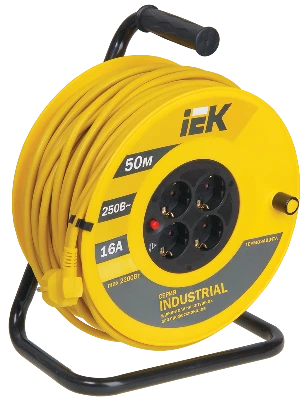 Удлинитель силовой 4 розетки шнур 50м ПВС 3x1.5 УК50 с термозащитой