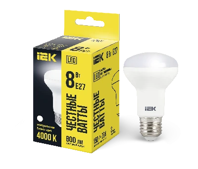 Лампа светодиодная LED рефлекторная 8вт E27 R63 белый ECO