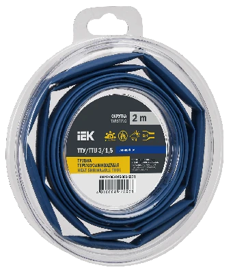 Трубка термоусадочная ТТУ нг-LS 3/1,5 синяя (2м/упак) IEK