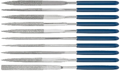 Надфили алмазные, ПВХ ручка, 3х140х50 мм, 10 шт