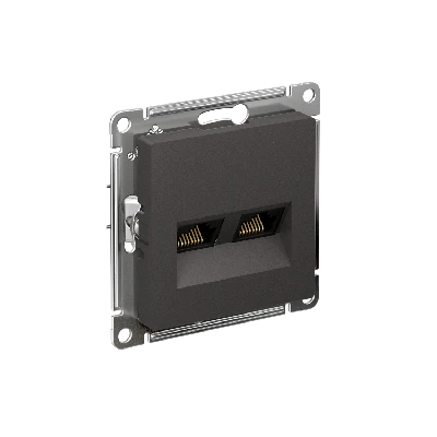 ATLASDESIGN РОЗЕТКА двойная компьютерная RJ45+RJ45, кат.5Е, механизм, БАЗАЛЬТ