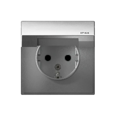 ARTGALLERY розетка с заземл. со шт. с крышк, 16А, IP44, механизм, алюминий