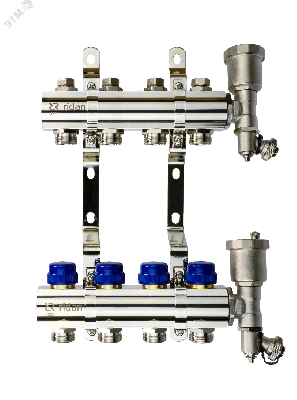 Коллекторная группа FHF-4R set 4 контура 1' х 3/4' c воздухоотводчиками и кронштейнами