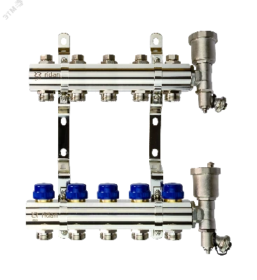 Коллекторная группа FHF-5R set 5 контуров 1' х 3/4' c воздухоотводчиками и кронштейнами