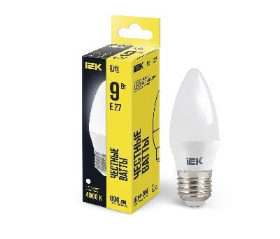 Лампа светодиодная LED 9вт Е27 белый матовая свеча ECO