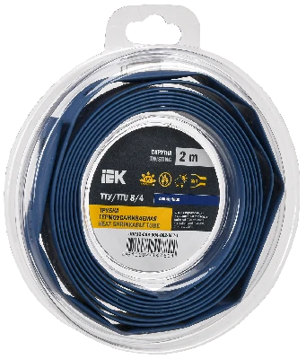 Трубка термоусадочная ТТУ нг-LS 8/4 синяя (2м/упак) IEK