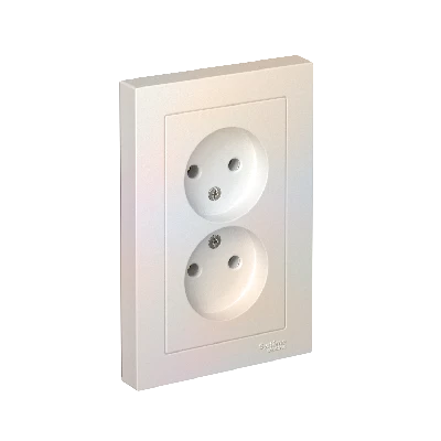 Розетка ATLASDESIGN двойная без заземления 16А в сборе жемчуг