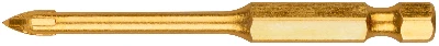 Сверло по кафелю, 4 режущие кромки, титановое покрытие, U-хвостовик под биту 4х69 мм