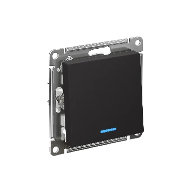 Переключатель одноклавишный ATLASDESIGN с подсветкой схема 6а 10АХ механизам карбон