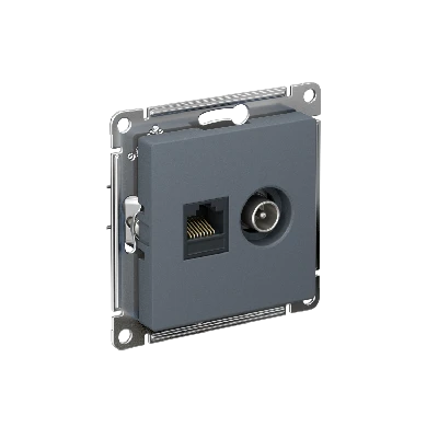 Розетка ATLASDESIGN двойная компьютерная+ТВ RJ45+TV категория 5E механизм грифель