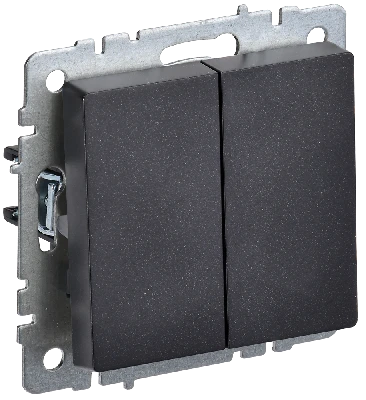 BRITE Выключатель двухклавишный 10А ВС10-2-0-БрЧ черный