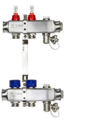 Коллекторная группа SSM-2RF set 2 контура 1' x 3/4' с расходомерами и кронштейнами