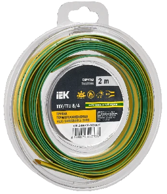 Трубка термоусадочная ТТУ нг-LS 8/4 желто-зеленая (2м/упак) IEK