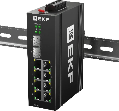 Коммутатор промышленный управляемый уровня L2 TSX-ML2-2GH/SFP-8GT, 2 порта 2.5G Base-X SFP, 8 портов 10/100/1000Base-T(X) RJ45, монтаж на динрейку TSX EKF