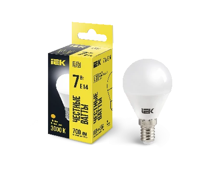 Лампа светодиодная LED 7вт E14 тепло-белый матовый шар ECO