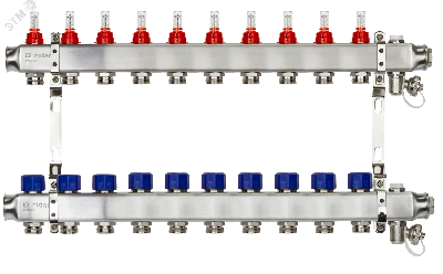 Коллекторная группа SSM-10RF set 10 контуров 1' x 3/4' с расходомерами и кронштейнами
