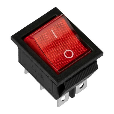 Выключатель клавишный 250V 15А (6с) ON-ON красный с подсветкой (RWB-506, SC-767) Индивидуальная упаковка 1 шт, REXANT