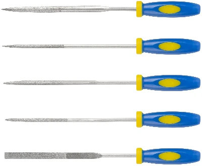 Надфили алмазные, мягкая ручка, 3х140х50 мм,      набор 5 штук