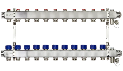 Коллекторная группа SSM-11R set 11 контуров 1' x 3/4' с термостатическими клапанами и кронштейнами