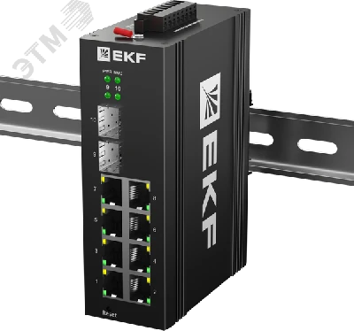 Коммутатор промышленный управляемый уровня L2 ML2-2GX/SFP-8GTP, 2 порта 1000Base-X SFP, 8 портов 10/100/1000Base-T(X) RJ45 c PoE, монтаж на динрейку TSX EKF