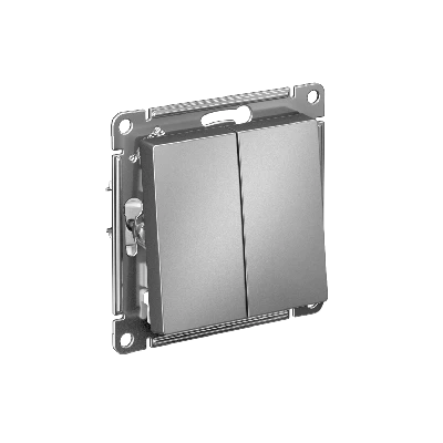 Выключатель двухклавишный ATLASDESIGN схема 5 10АХ механизм сталь